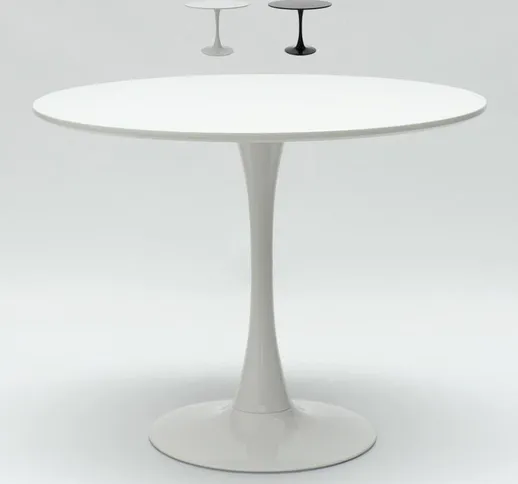 tavolo rotondo 80cm sala da pranzo bar cucina design moderno scandinavo Tulipan Colore: Bi...