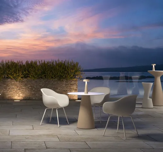 Tavolo rotondo da esterno bar ristorante design moderno Fade T1-R Colore: Grigio - Colore...