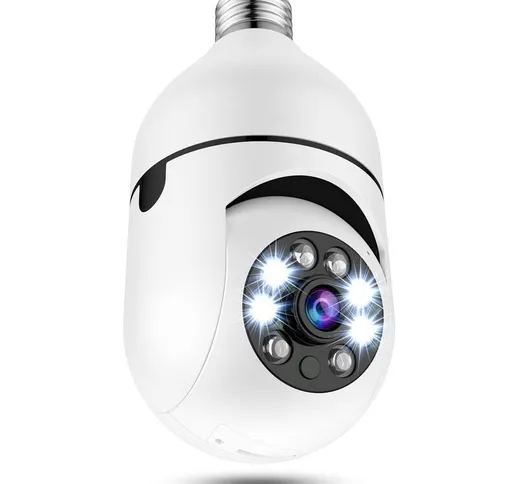 Tancyco - Telecamera di sicurezza con lampadina, telecamera ip panoramica Pan/Tilt a 360 g...