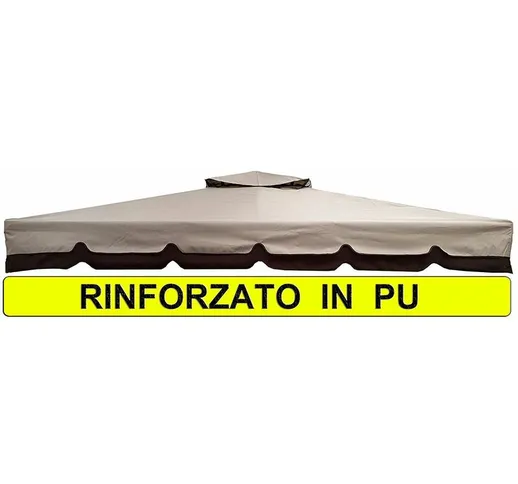 Telo ricambio Rinforzato in PU Copertura Gazebo 3X3 250 gr Ricambio Camino Antivento Antip...