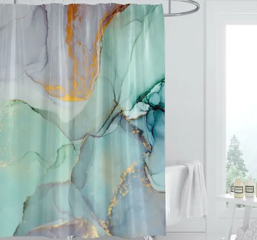 Tenda da doccia impermeabile con stampa in marmo Tenda da doccia divisoria per bagno (180...