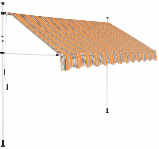 Decdeal - Tenda da Sole Retrattile Manuale 250 cm a Strisce Blu e Gialle