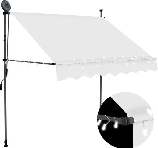 Tenda da Sole Retrattile Manuale con LED Crema varie dimensioni dimensioni : 150 cm