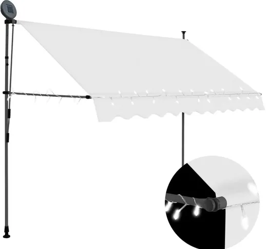 Tenda da Sole Retrattile Manuale con LED Crema varie dimensioni dimensioni : 250 cm