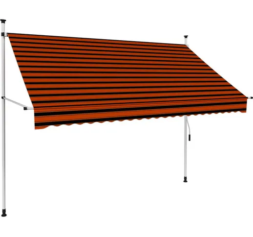 Tenda da Sole Retrattile Manuale in Tessuto Resistente Arancione e Marrone varie dimension...