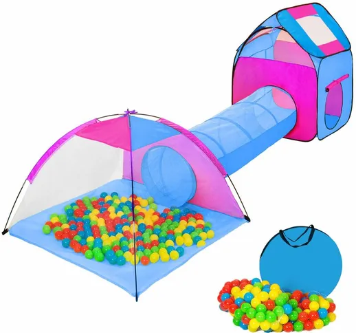 Tectake - Tenda gioco per bambini con tunnel, 200 sfere e borsa - giocattoli, giochi palli...