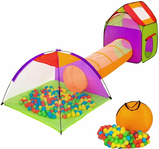 Tenda gioco per bambini con tunnel, 200 sfere e borsa - giocattoli, giochi palline, casett...