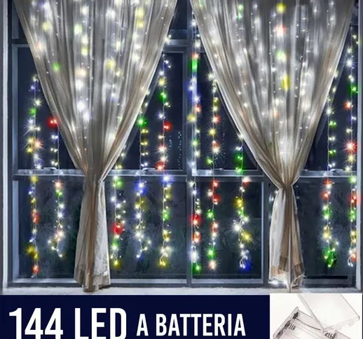 Tenda Luminosa Natalizia per Finestre 144 led set 2 Tende 120cm Multicolor