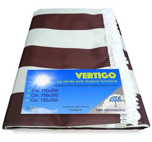 TENDA SOLE VERTIGO da esterno GIARDINO balcone RIGONE MARRONE impermeabile e idrorepellent...