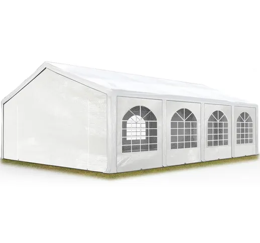 Tendone per feste 5x8 m Gazebo party per sagre, mercati pe 450 n bianco - bianco