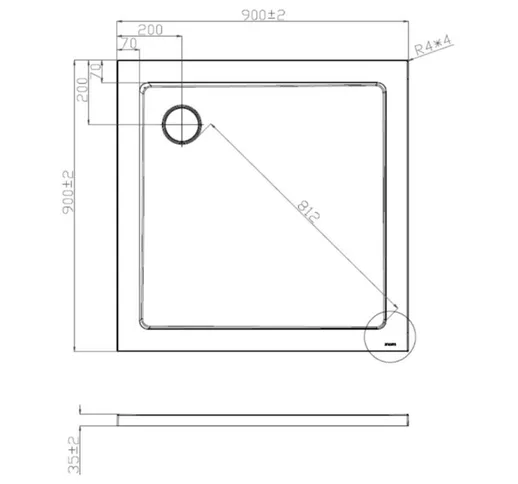 Piatto doccia acrilico ultraflat ribassato 3,5cm quadrato rettangolare circolare dimension...