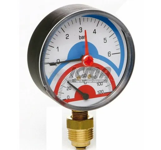 Termomanometro pressione temperatura manometro d78mm 1/2' radiale 0-6 bar - Icma