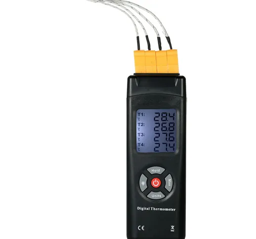 Termometro digitale LCD tipo K a 4 canali Sensore termocoppia -501350°C/-582462°F Funzione...