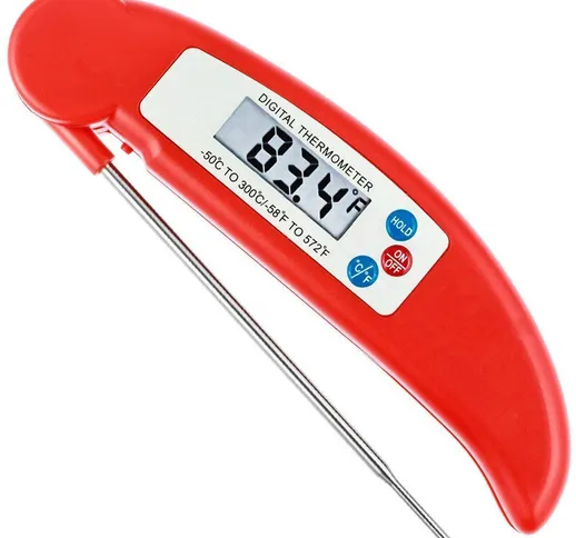 Asupermall - Termometro digitale per alimenti Sonda pieghevole Bistecca di carne Indicator...