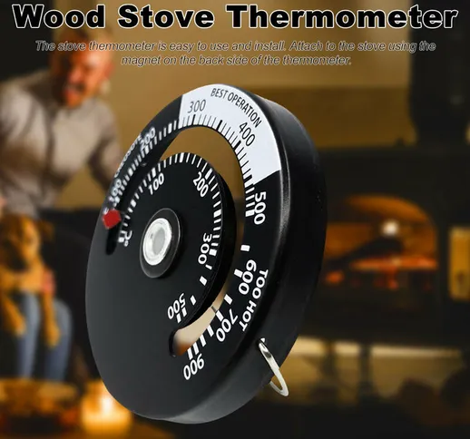 Termometro magnetico per stufa a legna Termometro per stufa a ventola per camino con sonda...