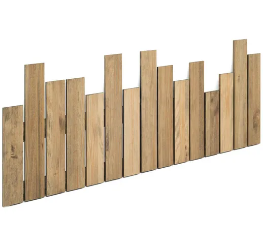 Box Furniture - Testiera in legno massiccio de pino. Assi in legno. 150cm x 60cm. - Bianco