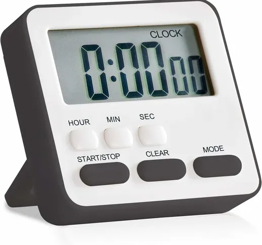 Mimiy - Timer da cucina digitale 24 ore, ampio display, allarme acustico (nero)