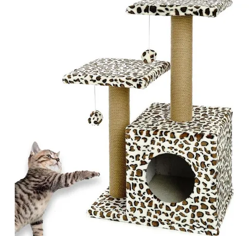Tiragraffi per gatto leopardato double in corda sisal altezza 75 cm
