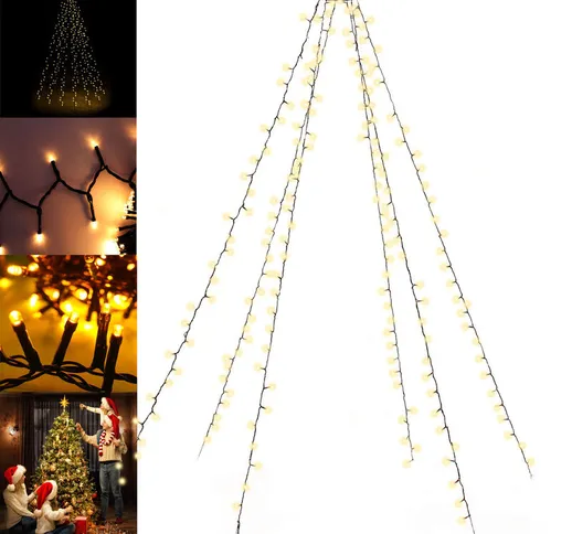 Serie luci natalizie per albero di Natale con 192 led bianco caldo 6x2m Catena luminosa -...