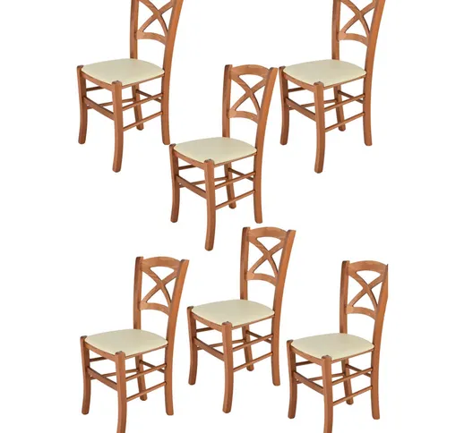  - Tommychairs - Set 6 sedie modello Cross per cucina bar e sala da pranzo, robusta strutt...