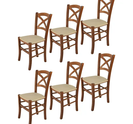 - Tommychairs - Set 6 sedie modello Cross per cucina bar e sala da pranzo, robusta strutt...