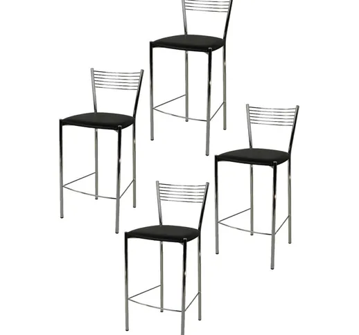 Tommychairs - Set 4 sgabelli alti modello Elegance per cucina e bar, struttura in acciaio...