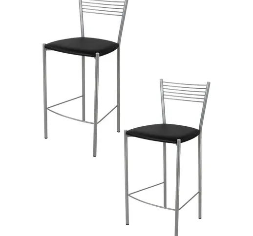 Tommychairs - Set 2 sgabelli alti modello Elegance per cucina e bar, struttura in acciaio...