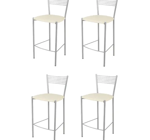 Tommychairs - Set 4 sgabelli alti modello Elegance per cucina e bar, struttura in acciaio...