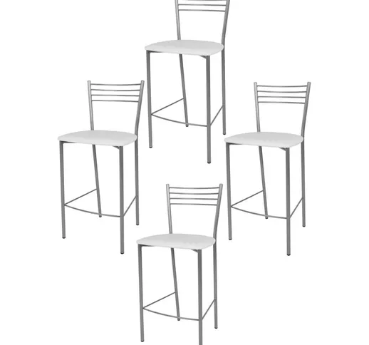 Tommychairs - Set 4 sgabelli alti modello Elena per cucina e bar, struttura in acciaio ver...