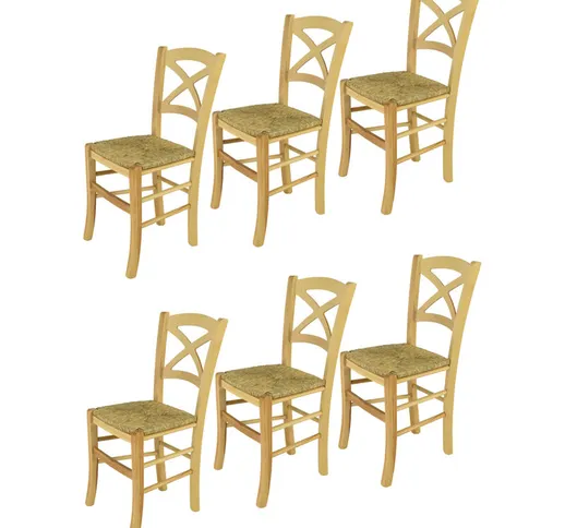  - Tommychairs - Set 6 sedie modello Cross per cucina, bar e sala da pranzo, robusta strut...