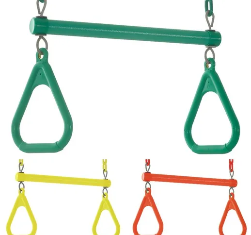 Trapezio con Anelli e Barra per Altalena per Bambini | Accessori da Giardino | Verde