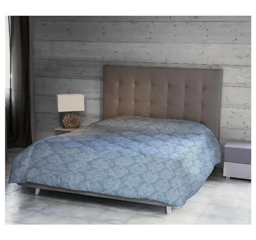 Trapunta Damask - Natura, Singolo, Invernale - per Letto - Azzurro in Microfibra, 170 x 25...