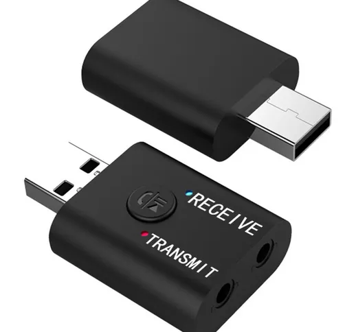 Asupermall - Trasmettitore audio USB Ricevitore Bluetooth 5.0 Adattatore musicale wireless...