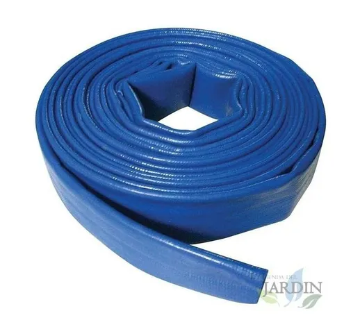 TUBO FLAT 25mm 10 metri per scarico acqua, gomma PVC Layflat poliestere blu per fuoco e pi...