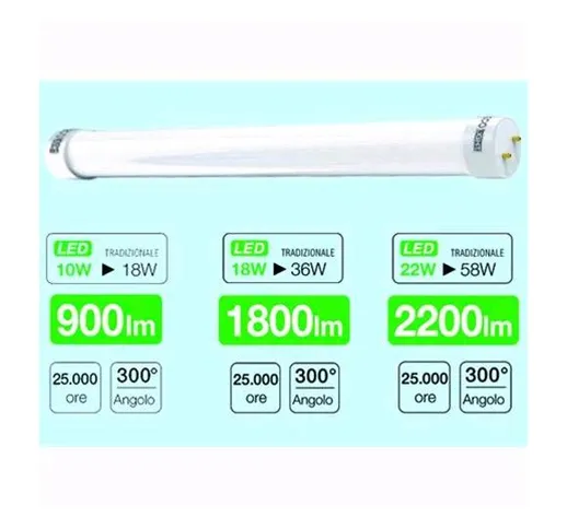  - Lampadine Led Ecolight T8 Tubo - 25 Watt - 6500k - 150 cm luce fredda