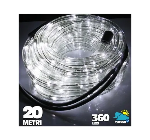 Tubo Luminoso A Led 360 Luci Bianco Freddo 20 Metri Per Uso Esterno + Controller