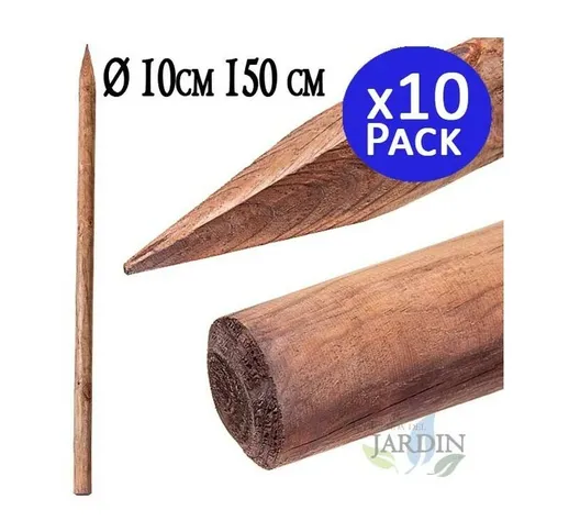 Tutore in legno con punta da 150 cm, diametro 10 cm. 10 unit?