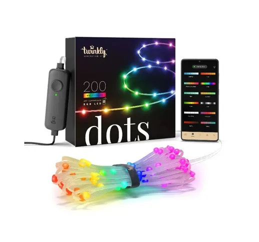 Twinkly 200 Dots luci LED Multicolore Intelligenti 10 metri - Cavo Trasparente