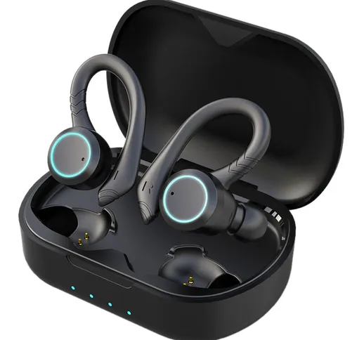 TWS Wireless Earbuds Sport Bluetooth 5.0 Auricolare portatile IPX7 Impermeabile con gancio...