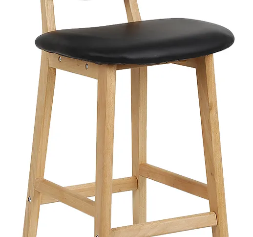 Un paio di gambe in faggio nero semplice sedia / sedia da bar con schienale alto