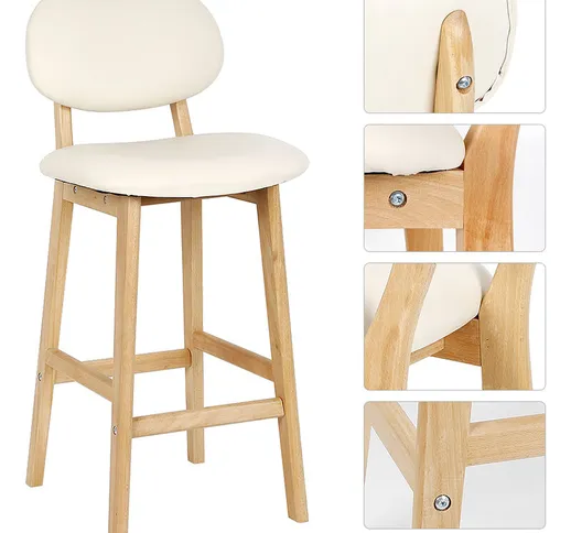 Wyctin - Un set di due | Bianco crema gambe in legno di faggio semplice sedia con schienal...