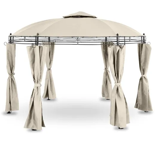 Gazebo da Giardino in Acciaio Rotondo Pergola da Giardino (3,5 m, 180 g/m², beige) - Crema...