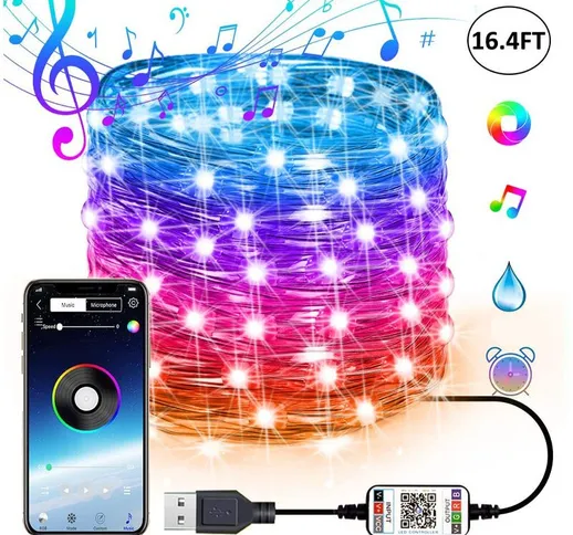 USB Bluetooth Music Music RGB Light with Light Catena Cellulare App Phone APP Rame Filo Gh...
