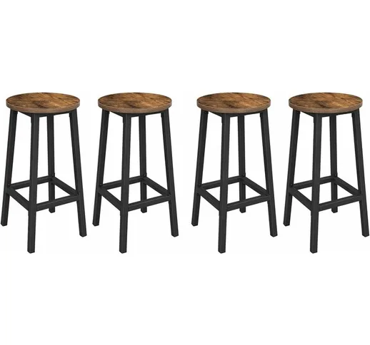 Vasagle Set di 4 sgabelli da bar, sedie da cucina con struttura in acciaio, altezza 65 cm,...