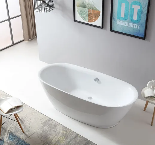  - Vasca da bagno freestanding ROMA- bianco - con rubinetteria 8028 - 180 x 84 cm