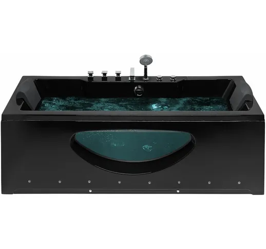 Beliani - Vasca da bagno idromassaggio con luci LED 180 cm nero HAWES