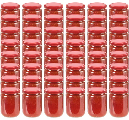 Vasi per Marmellata in Vetro Coperchio Rosso 48 pz 230 ml