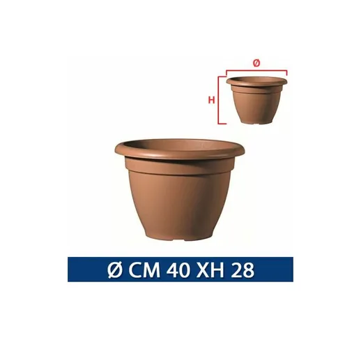 Vaso Tivoli Tondo In Plastica Terracotta Per Piante Fiori Da Esterno (19357V) 40 (18763)