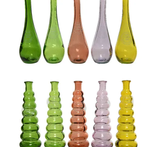 Vaso in vetro riciclato 10 colori assortiti