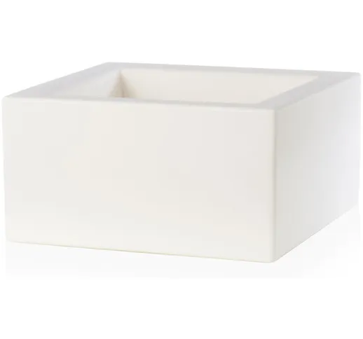 Vaso 50x50x20cm in Resina Tulli Schio Cubo Basso Essential 50 Bianco